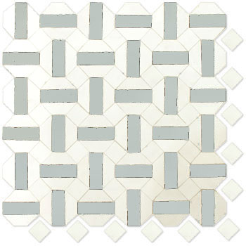 Mosaic House Moroccan tile Trapez 26-30 Polar White Celadon Green  zellige, mosaic, zellij, field, pattern, glaze, hexagonal 